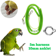 Amazon Parrot Bird And Alex Parrot Bird Harness Lash with Anklet foot Ring 10mm Set image
