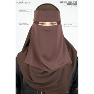 Glam Touch Ameera - Saudi Style Double Part Short Niqab | Chocolate Coffee image