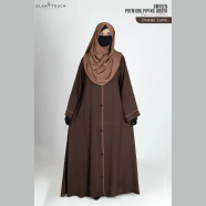 Glam Touch Amreen Piping Abaya | Chocolate Coffee image