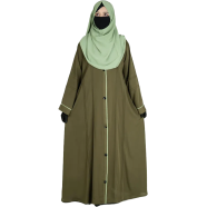 Glam Touch Amreen Piping Abaya | Olive image