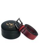 Antique Maroon Black Leather Belt for Men SB-B58 icon