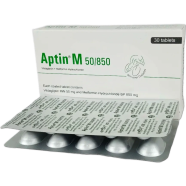 Aptin M 50 mg, 850 mg Tablet 10's Strip image