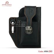 Armadea Men’s Cow Leather Belt Waist Bag Black image