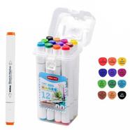 Art Markers Pen Dual Tip Colouring Pens Highlighter Pen Set with Case for Kids Adults Anime Drawing, Sketching, Painting 12 Colours image