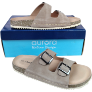 Aurora Men’S Classic Suede Cork Sandals Adjustable Buckle Comfort Footbed Slippers image