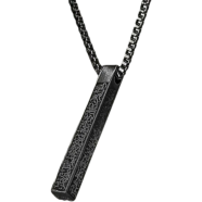 Ayatul Kursi 3D Bar Necklace Islamic Pendant Eid Gift Ramadan Gift - Black image