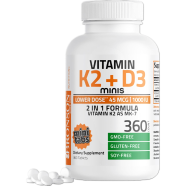 BRONSON Vitamin K2 Plus D3 Minis (MK7) with D3 Lower Dose 45mcg and 1000 IU-360 Tablets image
