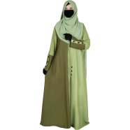 Glam Touch BUSHRAH CONTRAST ABAYA | Olive image