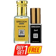BUY 1 SREEZON Premium Black Oudh Attar-3 ml GET 1 SREEZON Zarf For Men Attar-3.5 ml FREE image