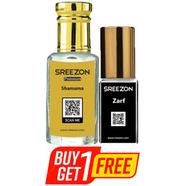 BUY 1 SREEZON Premium Shamama Attar-3 ml GET 1 SREEZON Zarf For Men Attar-3.5 ml FREE image