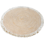 Baah Dipped In Gold Handmade Natural Jute Rug Round - 33 Inch image
