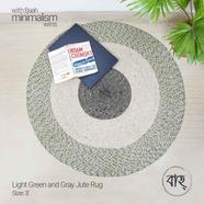 Baah Light Green and Gray Jute Rug 3′ Dia