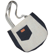 Baah Retro Vibes Jute and Wasted Denim Tote Bag (natural) image