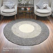 Baah’s Black And Matte Gold Jute Rug 5′ dia