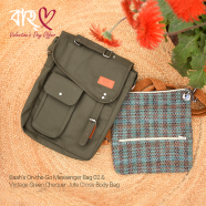 Baah's On-the-Go Messenger Bag 02 And Vintage Green Chequer Jute Cross Body Bag image