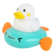 Baby Bath Toy Cute Paddling White Duck Toy Clockwork Cartoon Kids Baby Turtle Water Chain Play for Girls Boys Water Play -1 Piece image