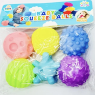 Baby Sensory Ball,Colourful Squeaky Ball | Soft Silicone Rubber Ball For Baby/6 Pcs Soft Vinyl Texture Multi Ball Set icon