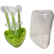 Baby Toothbrush Baby Tongue Cleaner for 0-18 Months 3 Pcs Set Olive image