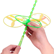 Bamboo Dragonfly Nostalgic Large Flying Fairy Children Toy Outdoor Flying Vehicle Hand Push Frisbee Pull Ufo Hand Rubbing 2pcs icon