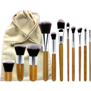 Bamboo Professional Makeup Brush With Sack Bag - 11pcs image