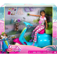 Barbie HGM55 Fashionistas Doll And Scooter Travel Playset