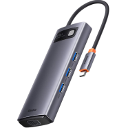 Baseus Metal Gleam Series 6-in-1 Multifunctional Type-C HUB Docking Station (Type-C to 1x HDMI, 3x USB3.0, 1x PD1, 1x RJ45) - CAHUB-CW0G