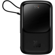 Baseus Qpow Digital Display Power Bank 10000mAh 20W Built-in Lightning Cable PPQD060001-Black image