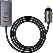Baseus Share Together PPS multi-port Fast charging car charger with extension cord 120W 3U Plus1C (CCBT-B0G)-Gray - 120W 3U Plus1C