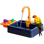 Bath Tub Bathing Pet Bird House Bathtub Toy with Faucet Accessory Storage Box Budgie Auto Feeder Bowl image