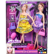 Beautiful Pair of Sofia Barbie Dolls in party dress with Bags, Necklaces, Comb- 2 pcs set -120002403 - BBL7753