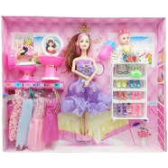 Beauty Fashion And Stylish Barbie Doll Toy With Dress And Accessories (barbie_dressandshoe_b) - Multicolor icon