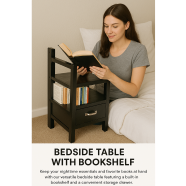 Bed Side Table With Bookshelf image
