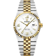 Binbond 8181 Quartz Watch For Men's - Silver Gold and Green image