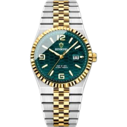Binbond 8181 Quartz Watch For Men's - Silver Gold and Green image