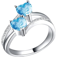 Blue Heart Finger Ring- Silver And Blue image