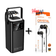 Borofone 30000 Mah 22.5 W Power Bank With Built In Cables And Led Black Buy One Get Free Headphone image