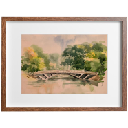 Bridge Watercolor Landscape - (27x20)inches