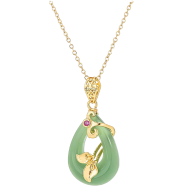 Buddha Stones Jade Oval Pattern Blessing Fortune Necklace Pendant image