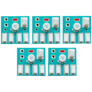 Bundle of 5 Pcs 5 In 1 AC 250V 6A Combine 4 Pcs Gang Switch With Fan Dimmer Regulator 2 Pin Socket LED Indicator and Fuse Multicolor Combine Wall Gang All In One- Blue Color image