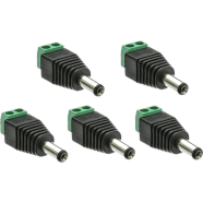 Bundle of 5 Pieces DC 12V Adapter Connector Male Jack Power Plug for LED Strip Light and CCTV Camera Easy to Use and Maintain image