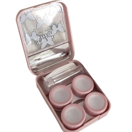 ButterflyK – Elegant Pink Butterfly Print Contact Lens Kit with Mirror, Tweezers and Solution Bottle image