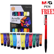 Buy 1 Keep Smiling 12 Colors 30ml Professional Acrylic Paint Set Get 1 M and G Pen Free image