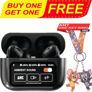 Buy Airpods Pro ANC Touch Screen Display Earbuds With Tom and Jerry Random Key Ring (Any One) FREE image