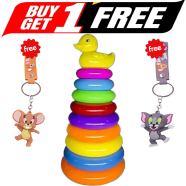 Multi-Colored Plastic Stacking Ring Tower Toy For Babies (Buy One Get Any One Tom and Jerry Key Ring FREE) image