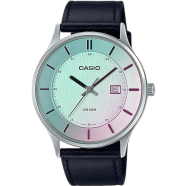 CASIO MTP-E605L-7EVDF Men Leather Enticer Analog Blue Dial Watch image