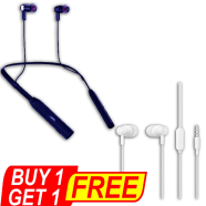 CHARG CL-8 Blue Wireless Neckband In-Ear Headphone (Buy 1 Get 1 Charg DM-E63 3.5MM Wired Earphone White) image