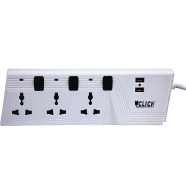 CLICK Super Multiplug USB Extension Cord 2 Pin 3 Socket 3 Yard 2.7 Meter image