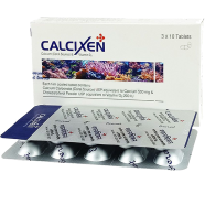 Calcixen500 mg plus 200 IU 10's Strip Tablet image