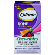 Caltrate Bone Health Advanced 600 Plus D3 plus Minerals Multi-Flavor Calcium Chewables - 60 Tablets image