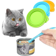 Can Lids Covers For Cans Tins Dog Cat Food Container Plastic 3 Standard Seal, with Spoon | Can Covers image